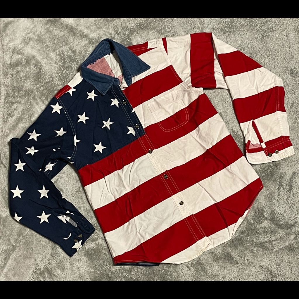 Vintage American Flag Western Button Down Shirt Size Extra Small